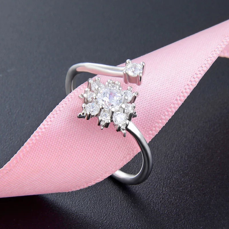 

Korean Personality Diamond S925 Silver Zircon Ring For Women Ladies Creative Fashion Opening Fine Jewelry Wholesale Y0004