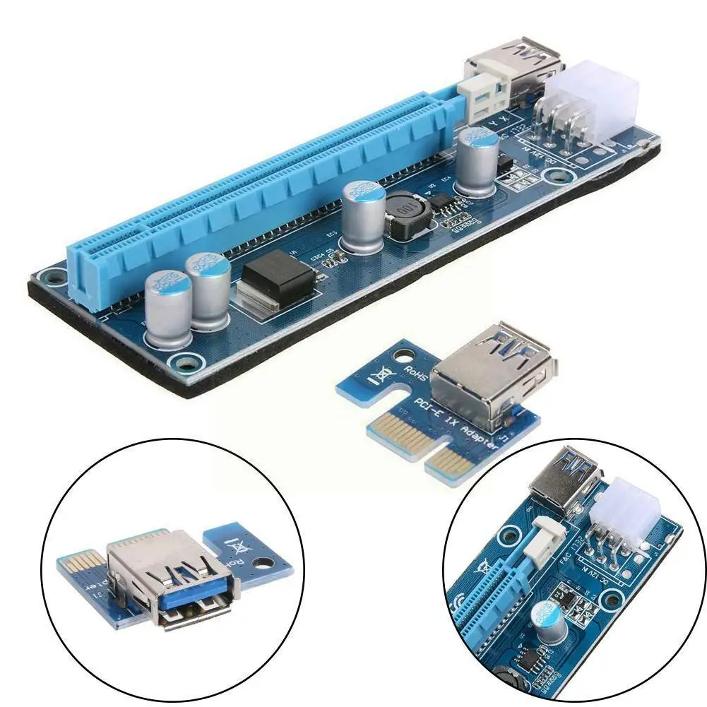 

1Set Pcie Pci-E Pci Riser Card 1x To 16x Cord Power H5T9 Extender Ca Adapter 6Pin Usb X16 GPU Card X1 Miner 3.0 SATA O1N8