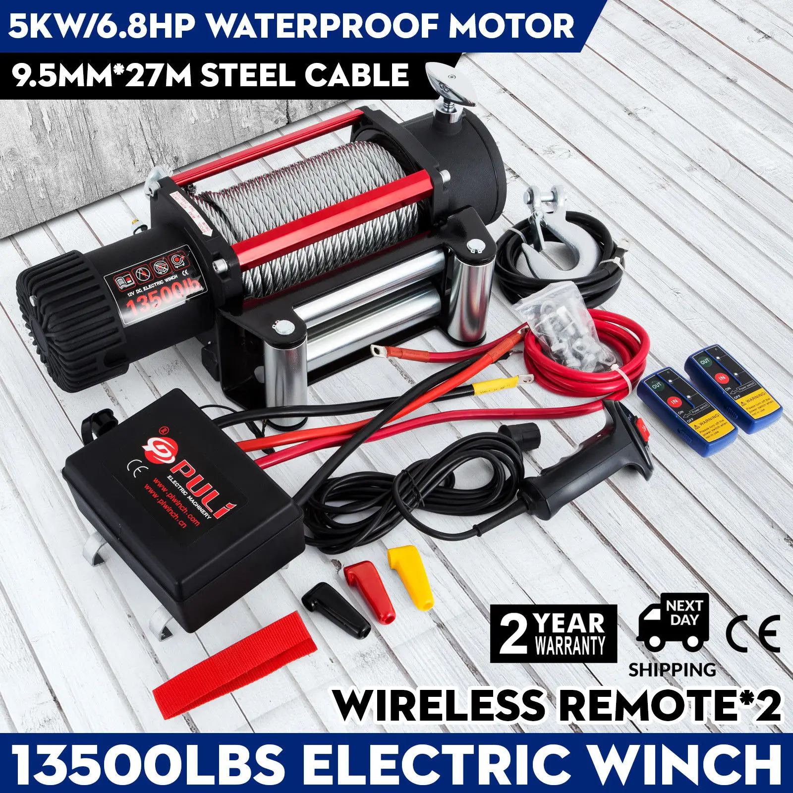 

13500lbs/6123.5 kg 12V Recovery Electric Winch Truck Trailer Rope Remote Control