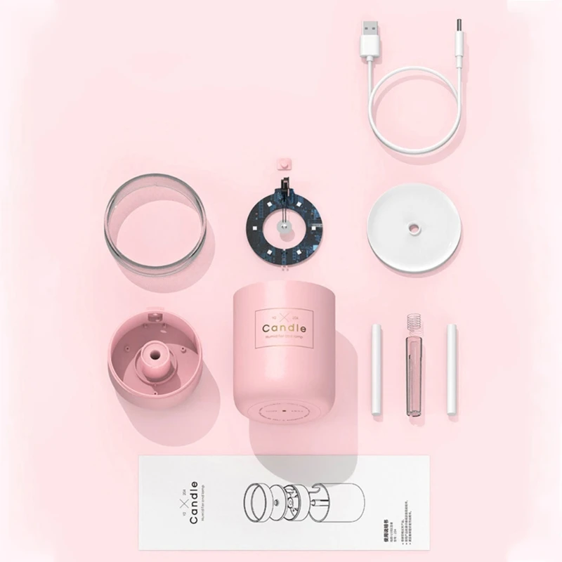 

280ML Air Humidifier LED Candle Ultrasonic Cool Mist Essential Oil Diffuser USB Aroma Lamp Car Purifier Fogger Mist Maker 19QE