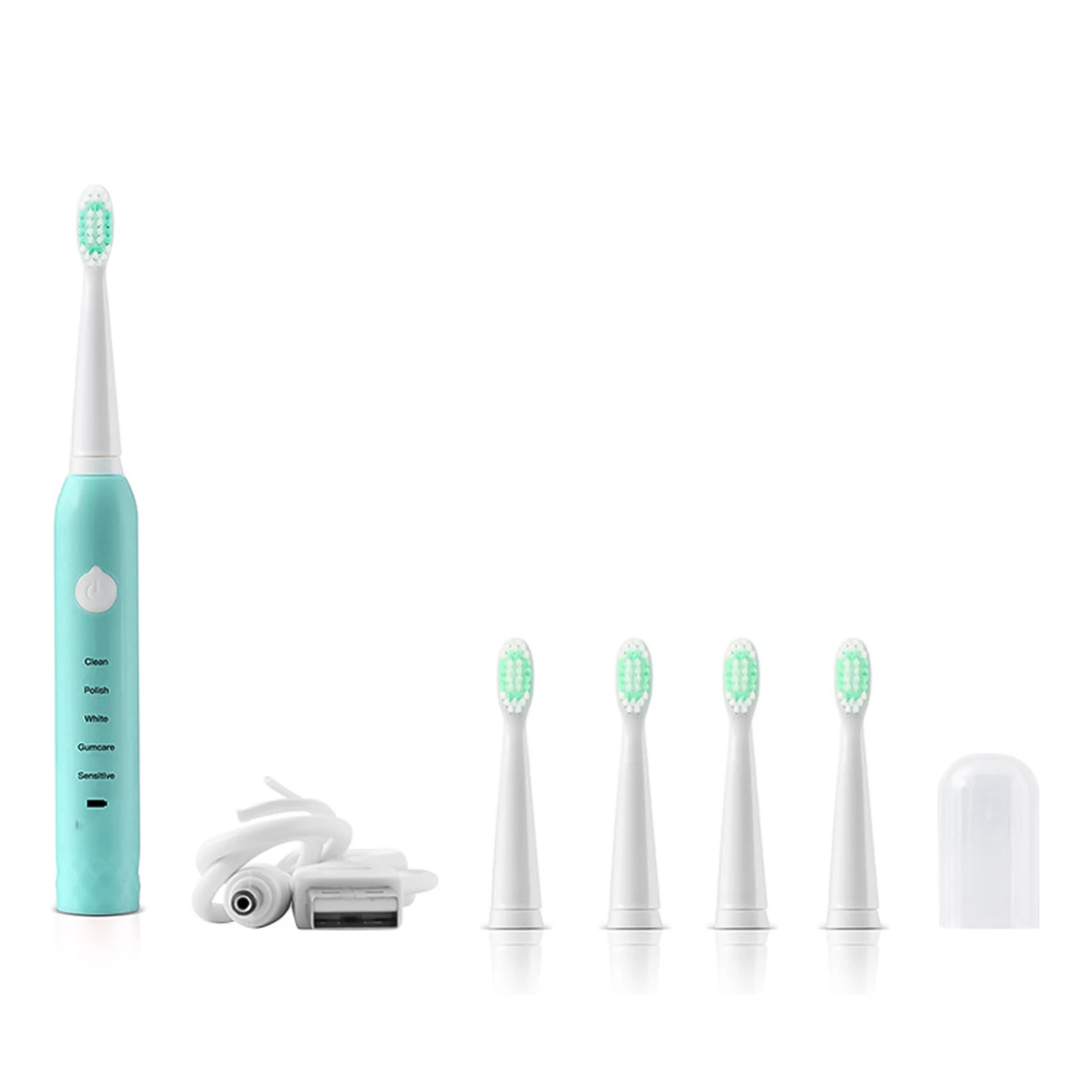

Adult Ultrasonic Electric Toothbrush USB Rechargeable Face Brush Washable Whitening Electronic Teeth Brush 4 Replacement Heads