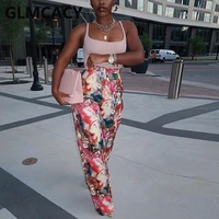 high waist floral printed casual pants chic sweet trousers