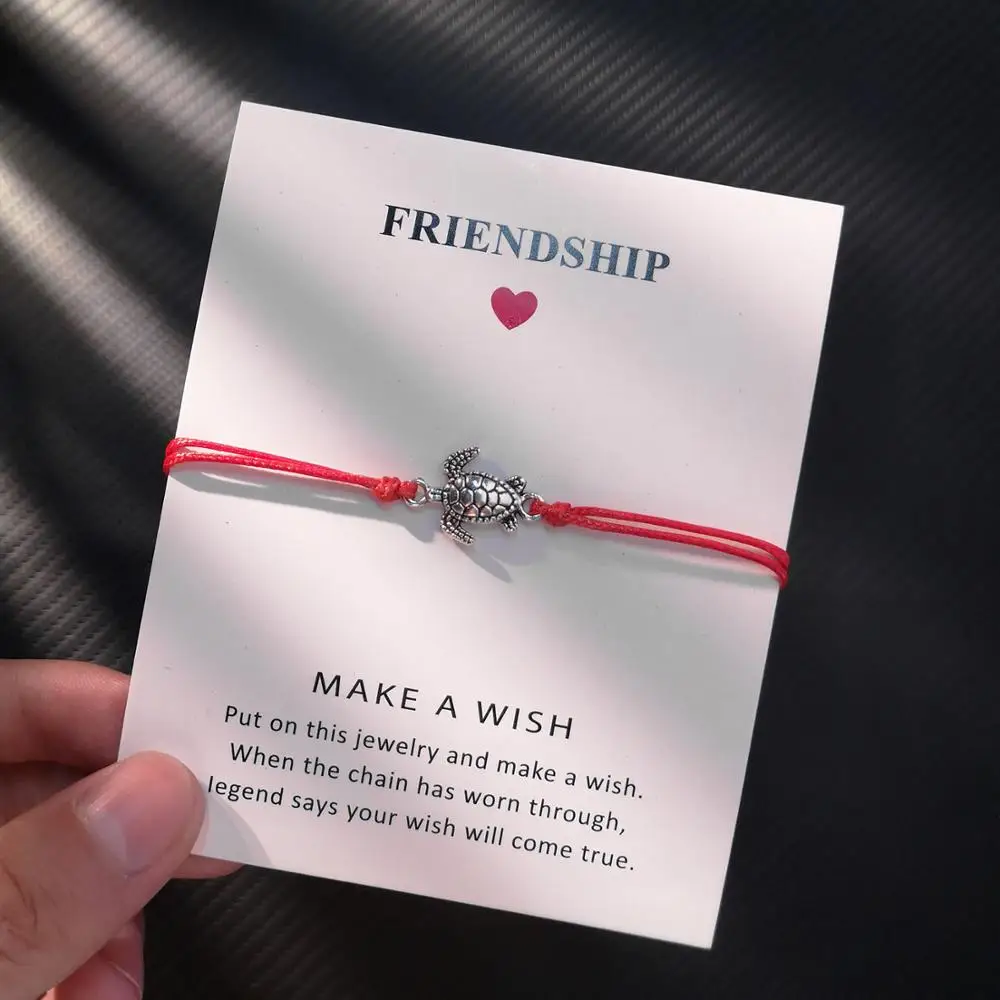 A1 Belleper Make a Wish/Friendship/Mom Love Card Turtle Adjustable Fashion High Quality Bracelet Charm Female New Unique Jewelry - Окраска металла: A1