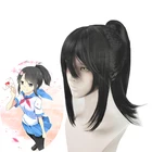 Искусственный парик для косплея Ayano Aishi, Черный Съемный конский хвост и шапочка для парика