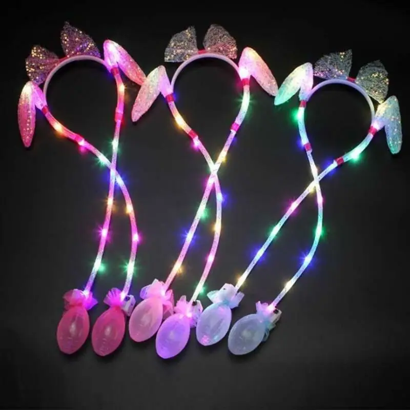 

LED Glowing Rabbit Airbag Headband Funny Luminous Moving Ears Bunny Hair Hoop for Cosplay Birthday Party Concert