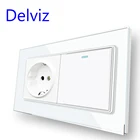 Настенный светильник ель света Delviz 16 А, 1 клавиша, кнопка включениявыключения, белая панель из закаленного хрустального стекла