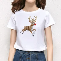 the great wave of aesthetic cute t shirts christmas elk printed summer tops female t shirt woman 90s fashion graphic tee