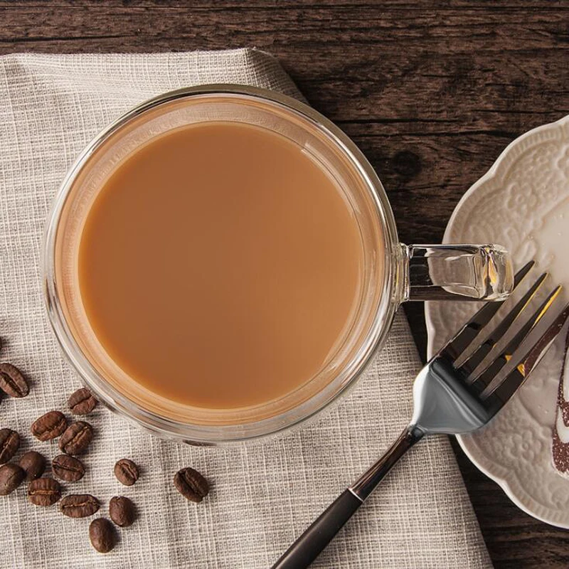 Стеклянная чайная чашка с двойными стенками и ручкой фотоизоляция двойные