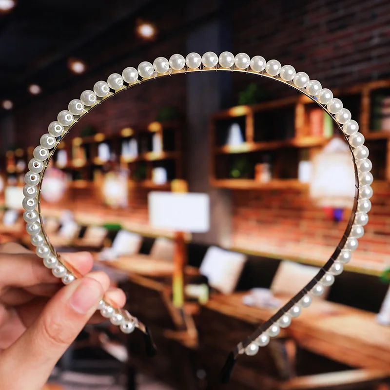 2020 New Luxury Handmade Pearl Headband Hairbands Women Hair Accessories Korean Style Bow Flower Hoops Headband Wedding Ornament