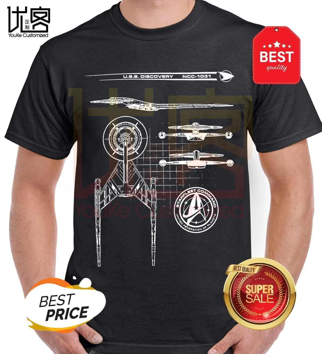 Открытие план Star Trek футболка для мужчин лето 100% хлопок команда футболки девочек