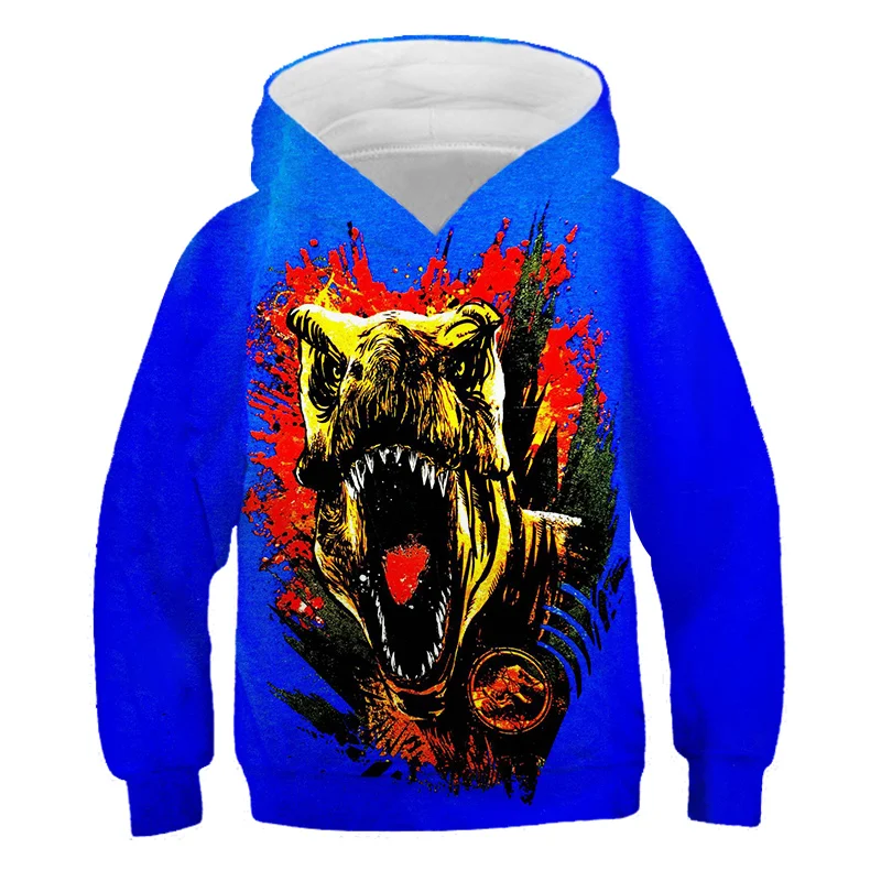 

New Fashion Jurassic Park Sweatshirts Boys Girls Children Hoodies 3D Printed Warm Streetwear Pullover Crew Neck Casual Kids Top