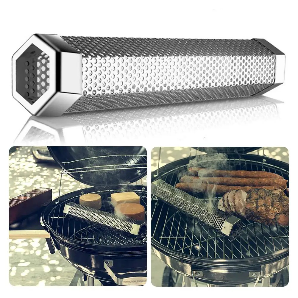 Барбекю из нержавеющей стали перфорированная сетка курильщик лепешки трубы открытый приготовления барбекю гриль дым фильтр бекон Буби инструмент 12 Inch4