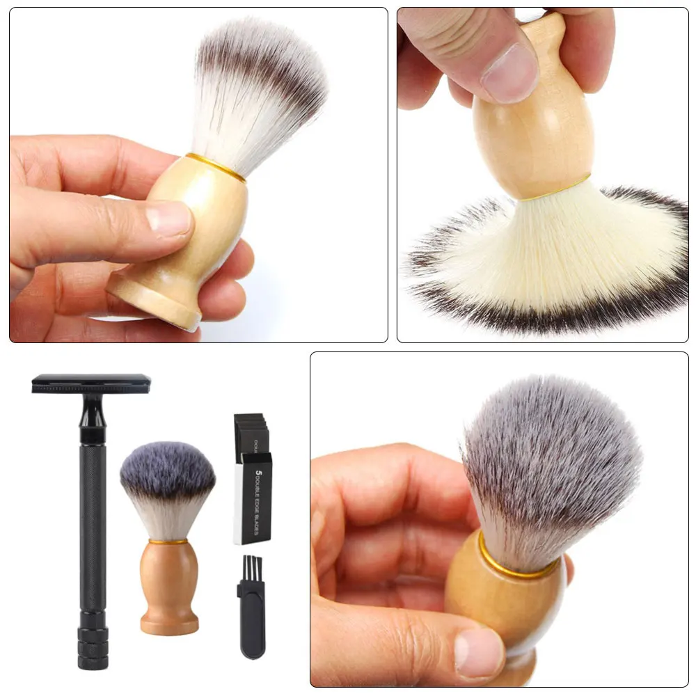 

1 Set Beard Razor With Beard Brush Cleaning Brush Mustache Beard Shaving Tool