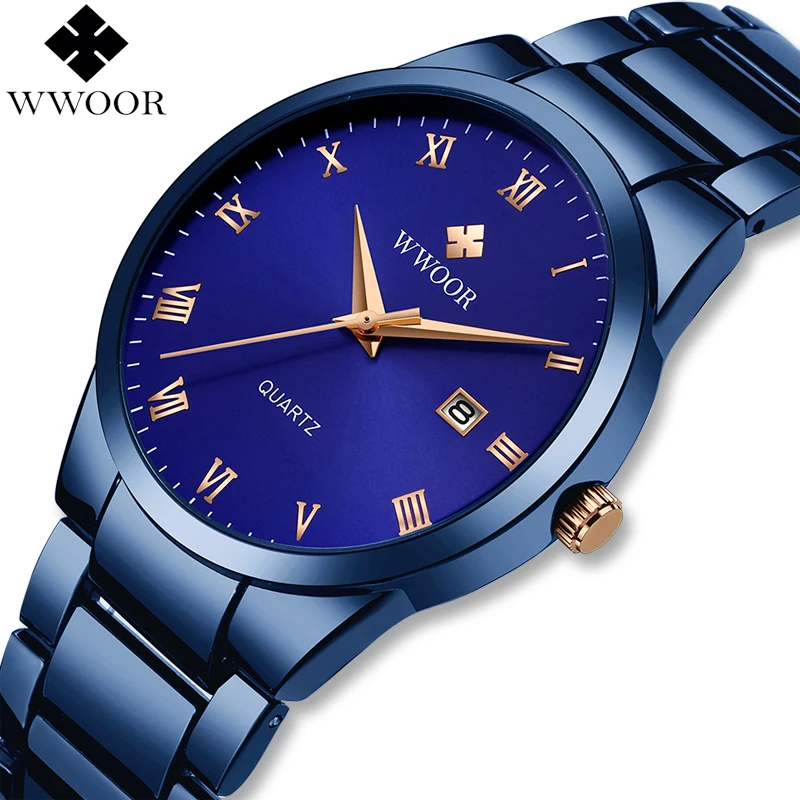 Часы WWOOR Мужские кварцевые аналоговые брендовые Роскошные водонепроницаемые из