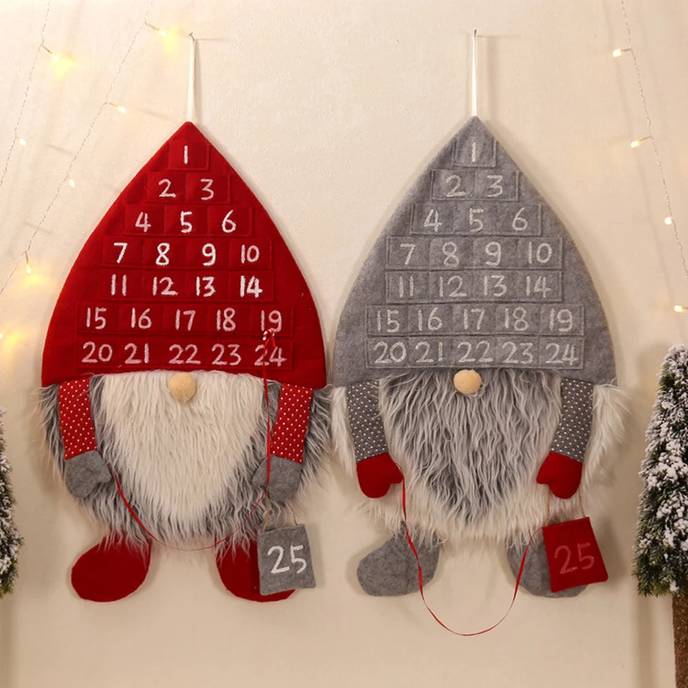 

Red Santa Clause Christmas Advent Calendar Bags Hanging Christmas Pendant Gift storage Bags Xmas Decoration For Home New Year