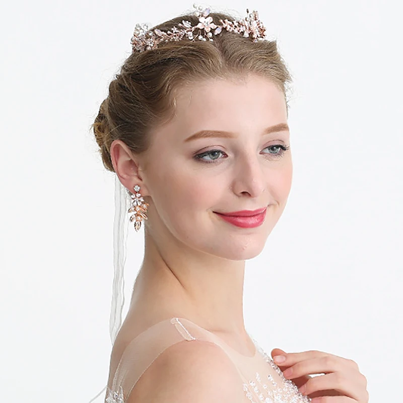 Обручальное кольцо из розового золота Оголовье Тиара цветок листья дизайн лоза с