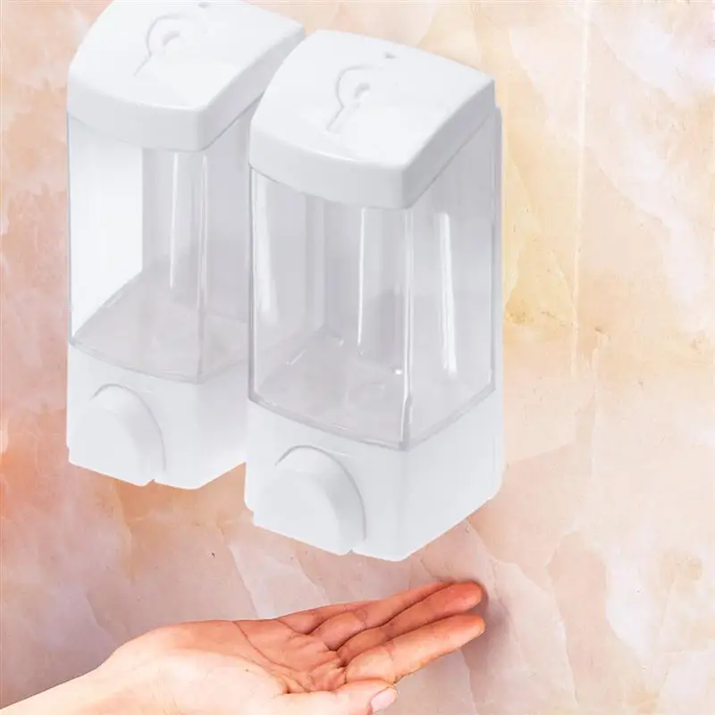 Диспенсер для жидкого мыла настенный дозатор пластиковый с двумя насадками