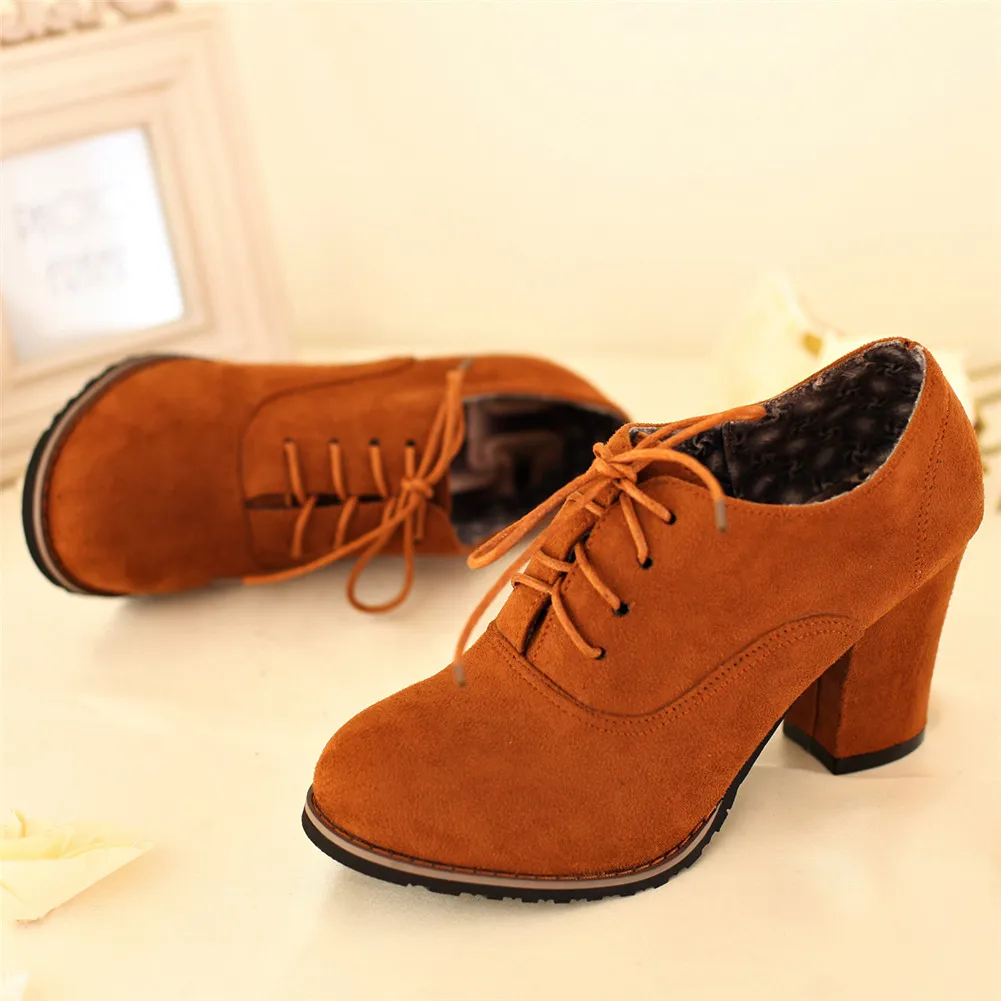 Sarairis Large Size 31-48 Autumn Fashion Ladies High Heels Shoelaces Shoes Woman Casual Office Lady Pumps Women Booties