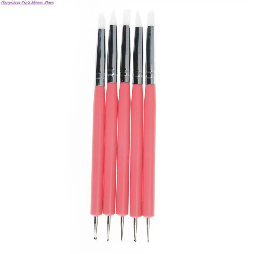 

5PCS 2 Way Pottery Clay Ball Styluses Tools Polymer Clay Sculpture Tool Nail Art Tools Silicone Color Shapers Dotting Tool