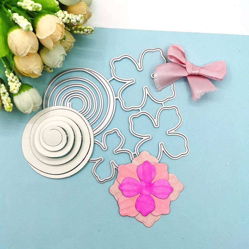 Julyarts 4 шт. цветочные круглые металлические штампованные трафареты для