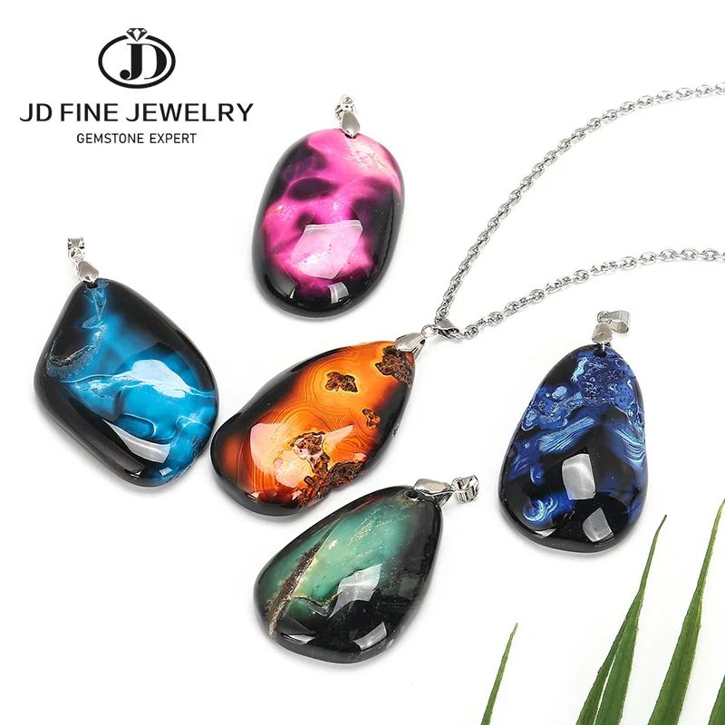 Ожерелье с подвеской из натурального огненного агата JD ожерелье разноцветными