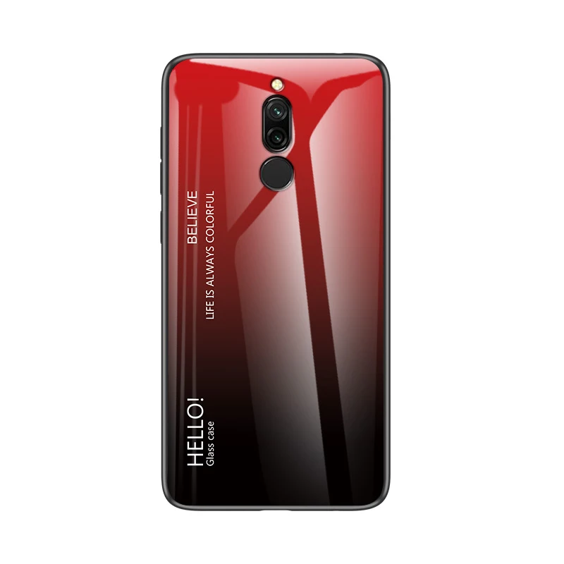 Red Для Xiao mi Red mi Note 5 6 Pro 6A 7 Чехол из закаленного стекла с градиентом для Xiaomi mi 8 A2 Lite A1 9 mi 8 mi 6 mi 9 Pocophone F1 чехол - Цвет: Red