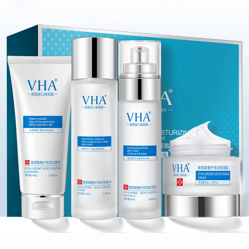 

Hyaluronic Acid Luxury Protection Moisturizing Skin Care Set For Women Tightening Pores Locking Moisture Brightening Oil Control