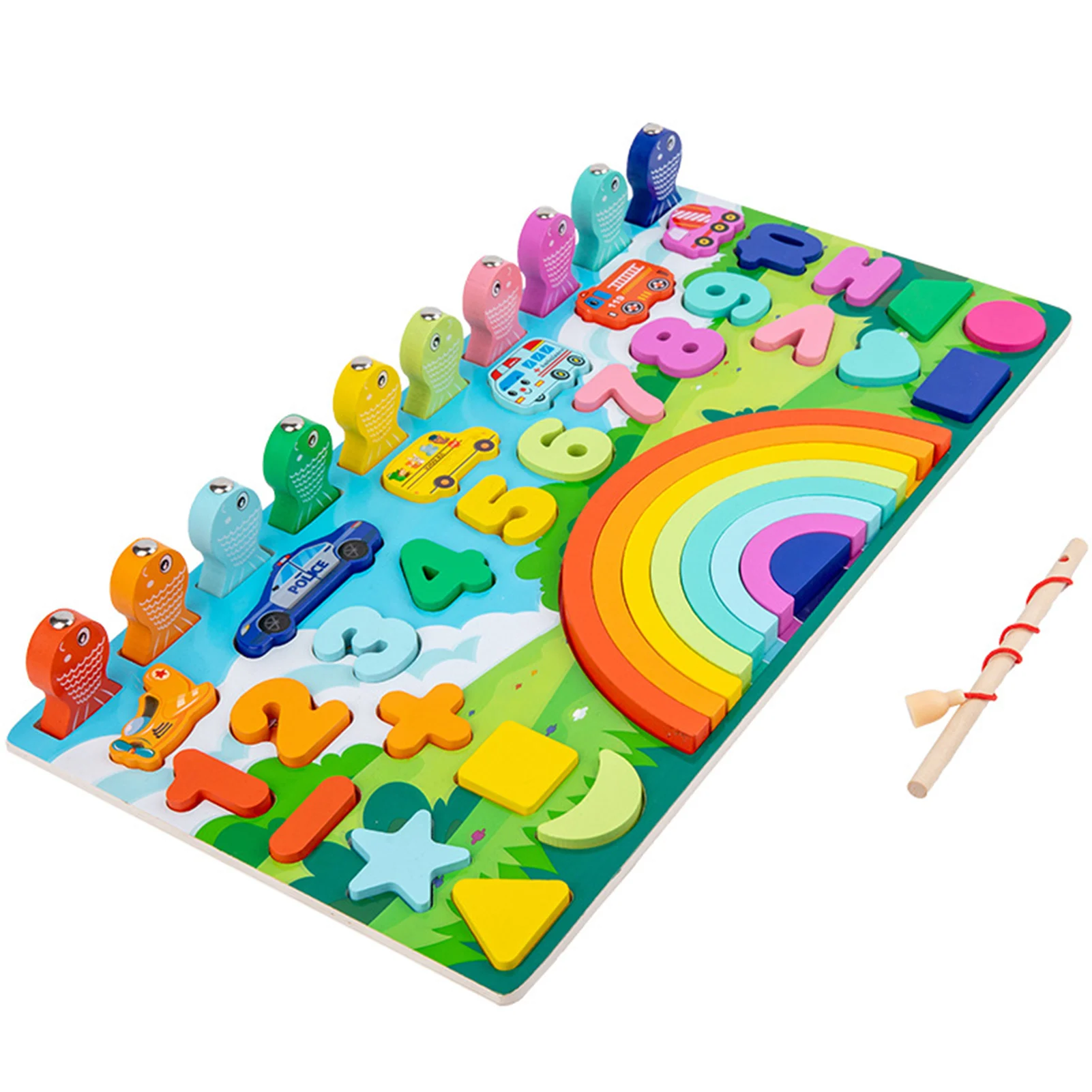 

Wooden Montessori Education Toy Children Fishing Board Game Baby Stacking Blocks Kids Matching Puzzle Animal Cognitive Toy