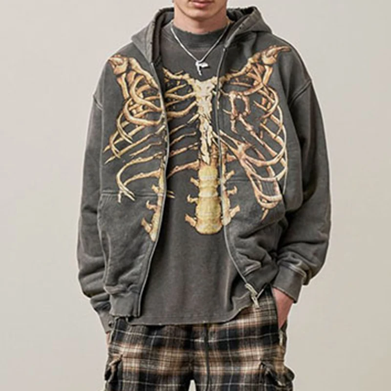 Толстовка с капюшоном в готическом стиле на молнии Y2K Харадзюку Корейском