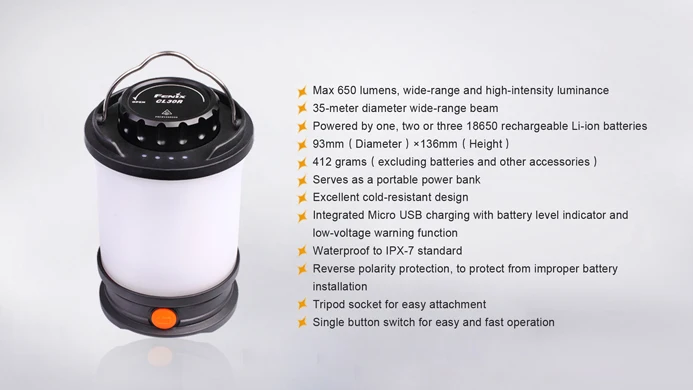 Fenix CL30R Camping light Max 650 Lumens Micro-USB rechargeable Lantern---gray | Лампы и освещение