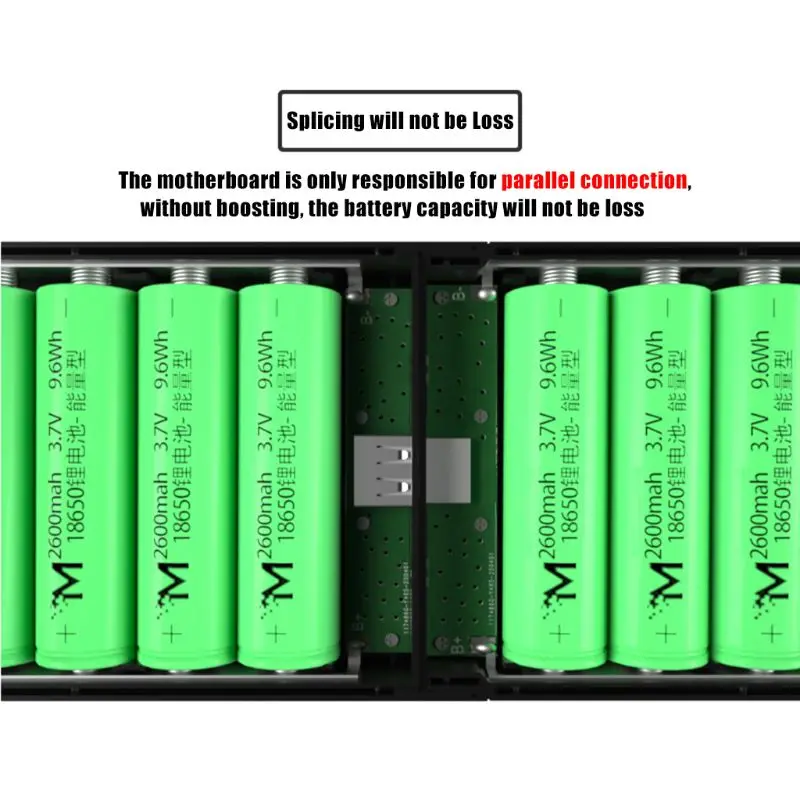 Чехол для аккумулятора 18650 с ЖК-дисплеем и беспроводной зарядкой портативный