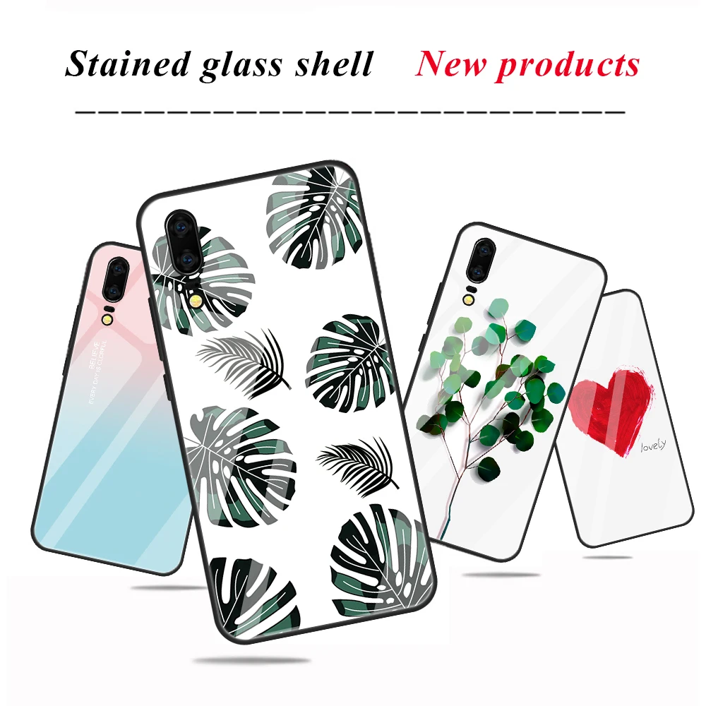 Чехол из закаленного стекла с узором для Huawei P20 P30 Lite Love Heart бампер ТПУ Mate 20 Pro Nova 3 3i |