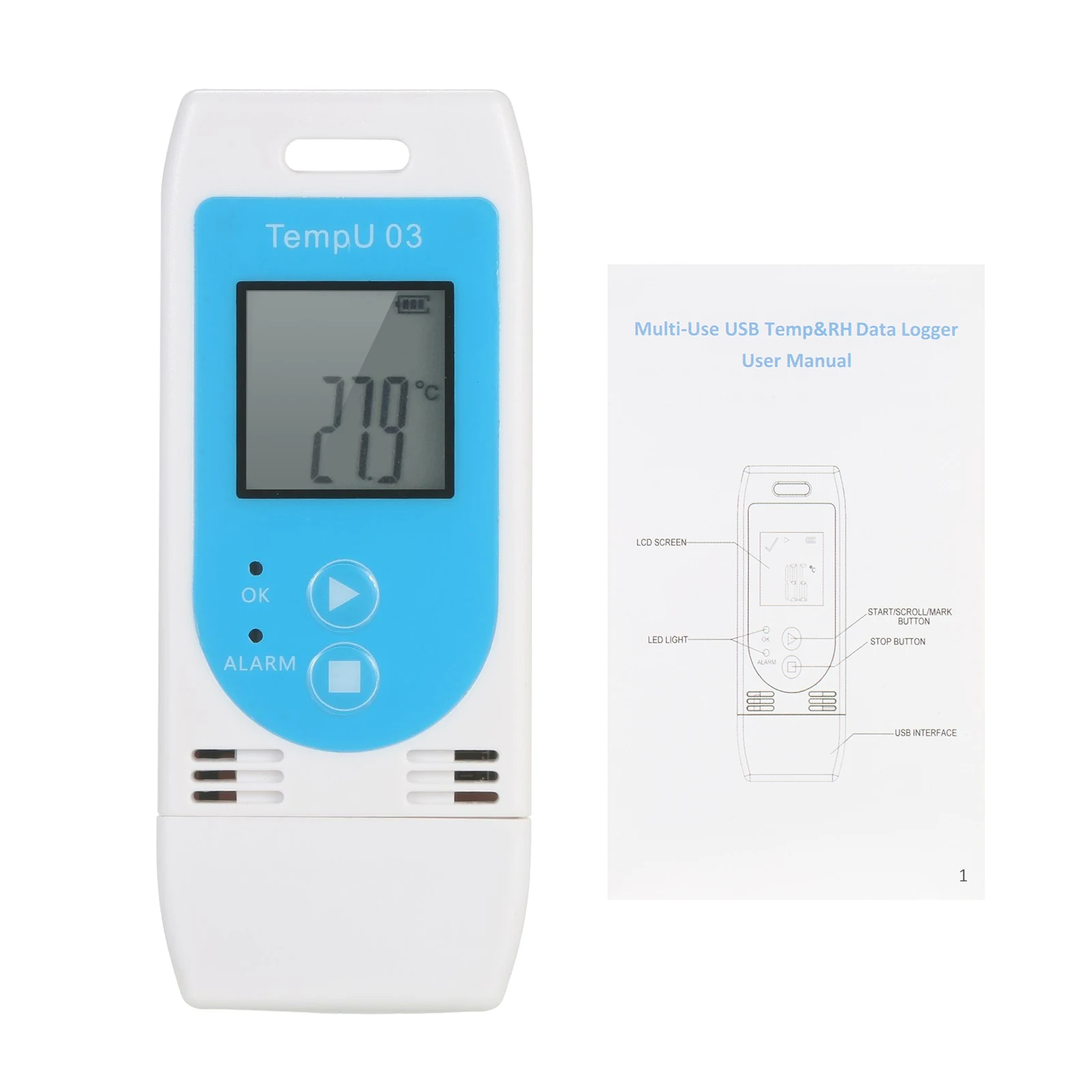

USB Temperature Humidity Data Logger Reusable RH TEMP Datalogger Recorder Humiture Recording Meter with 32,000 Record Capacity