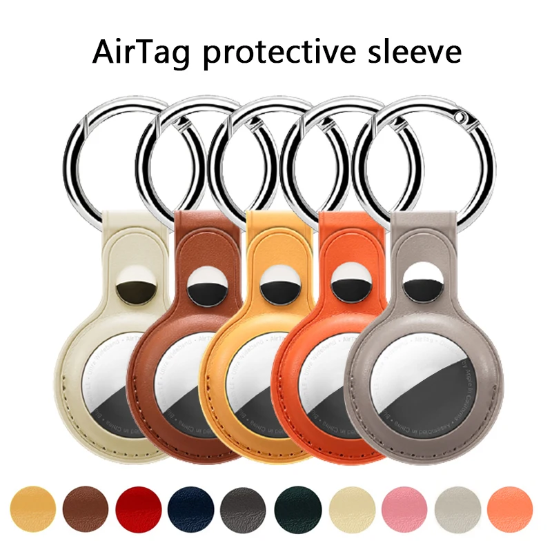 

Apple Airtags Leather Case Protective cover For Apple Locator Tracker Anti-lost Device Keychain Protective Sleeve Home Gadgets