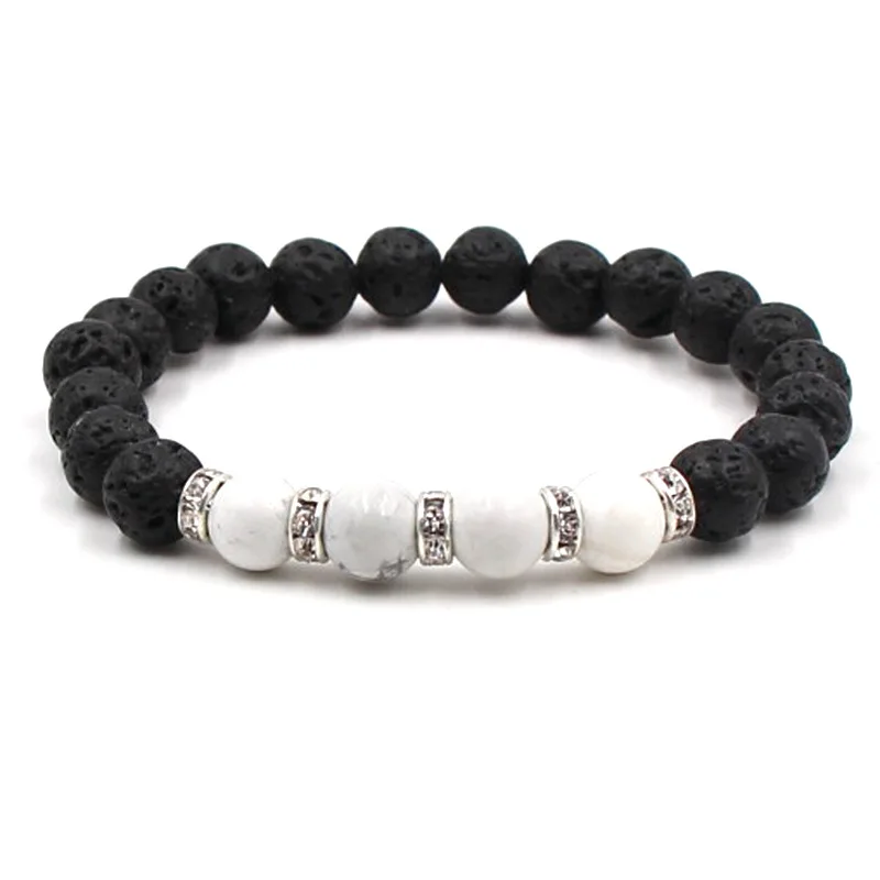 Диффузор для духов 8 мм с эфирным маслом из черного лавового камня браслет