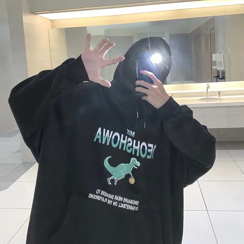 Мужской свободный свитер пары Осень зима 2019 ветровка в гонконгском стиле