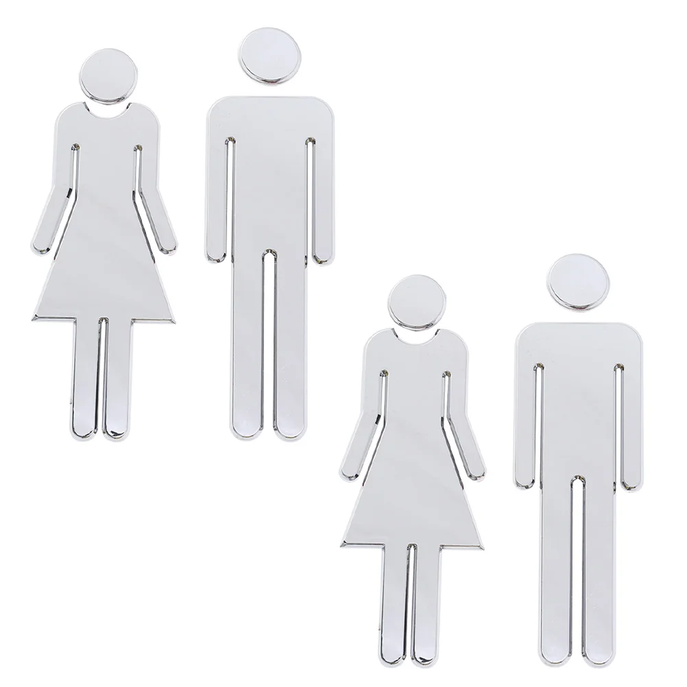 

4 Pcs Men and Bathroom Sign Self-adhesive Restroom Identification Sign