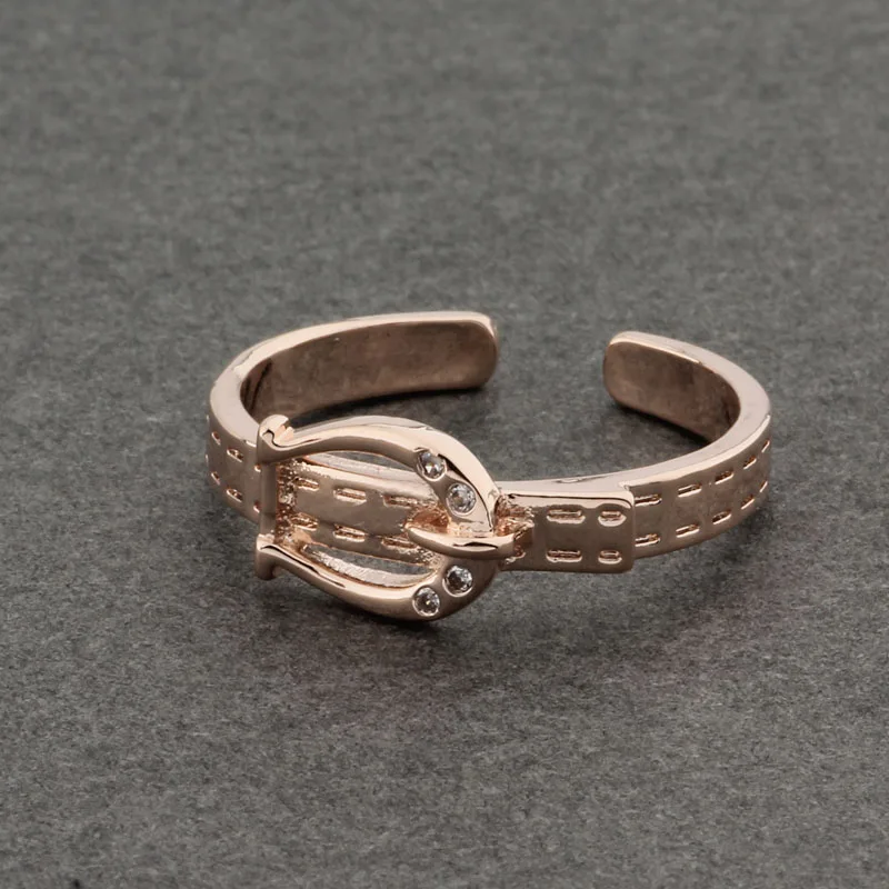 

585 Rose Gold Color Open Rings Belt shape design Jewelry Cute Rings Aesthetics Gift To Girlfriend Jewelry 2021