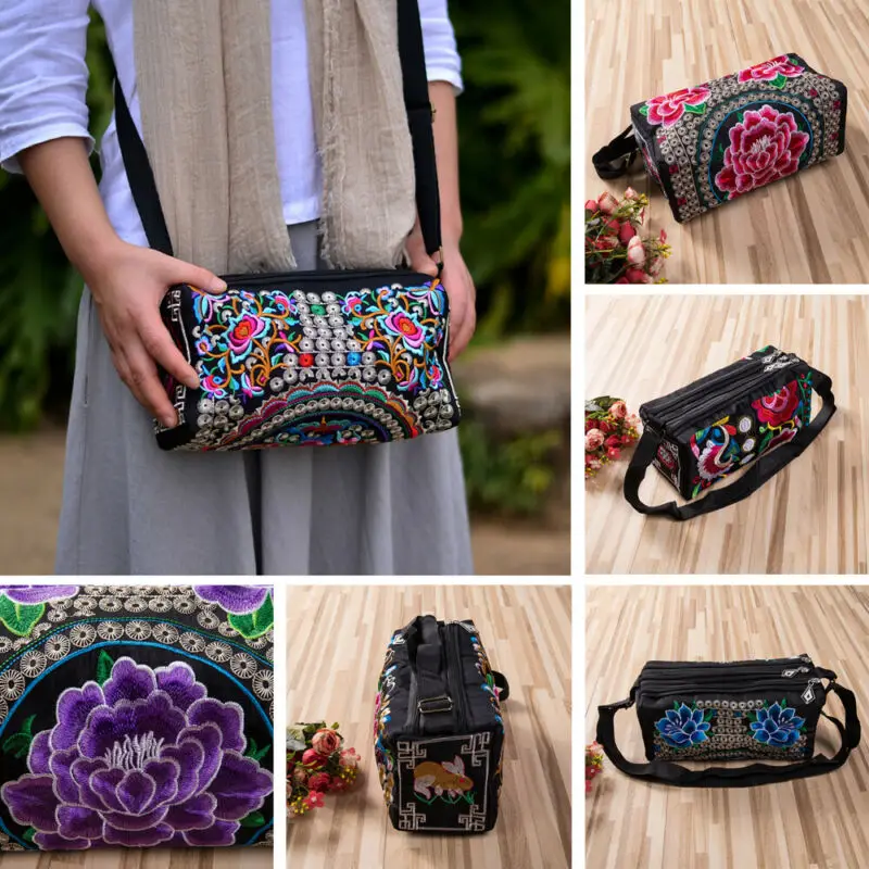 Винтажные женские сумки с вышивкой в стиле бохо через плечо цветочной этнические