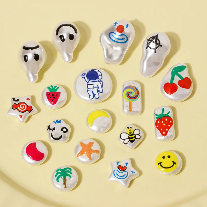 

10Pcs White Irregular Ghost Face Smiley Beads For DIY Making Earring Necklace Bracelet Loose Bead Jewelry Accessories