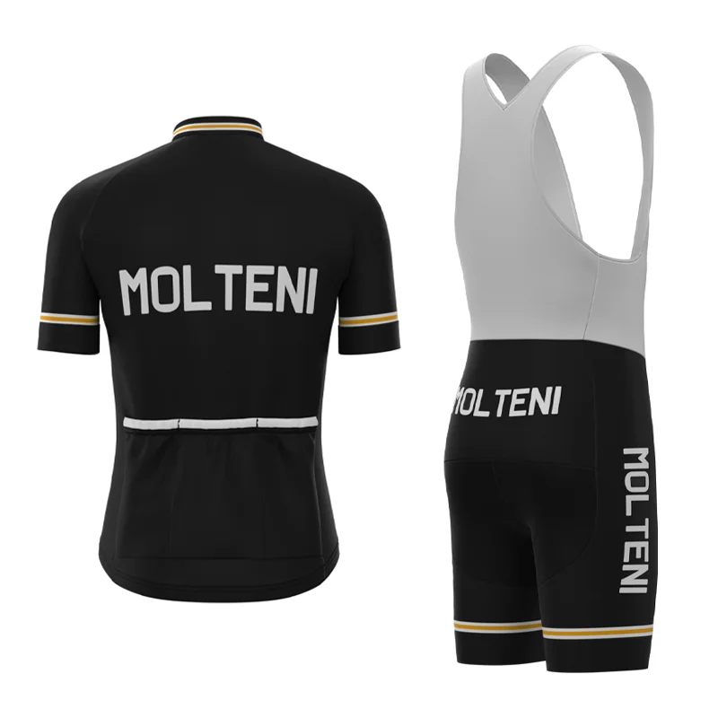 1974 соревнование команда MOLTENI Ретро Мужская Черная велосипедная Джерси с коротким