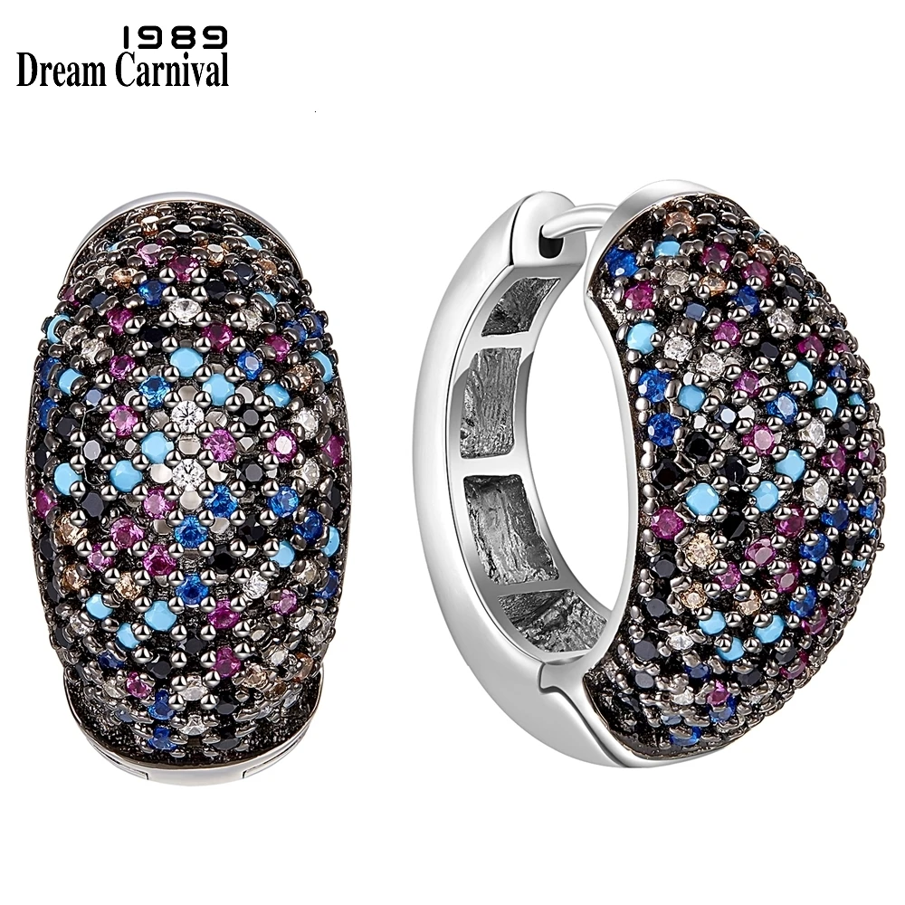 DreamCarnival1989 Стерлинговое Серебро 925 Earirngs женские 17 мм Серьги-кольца роскошные разноцветные циркониевые обручальные ювелирные изделия SE23738RB