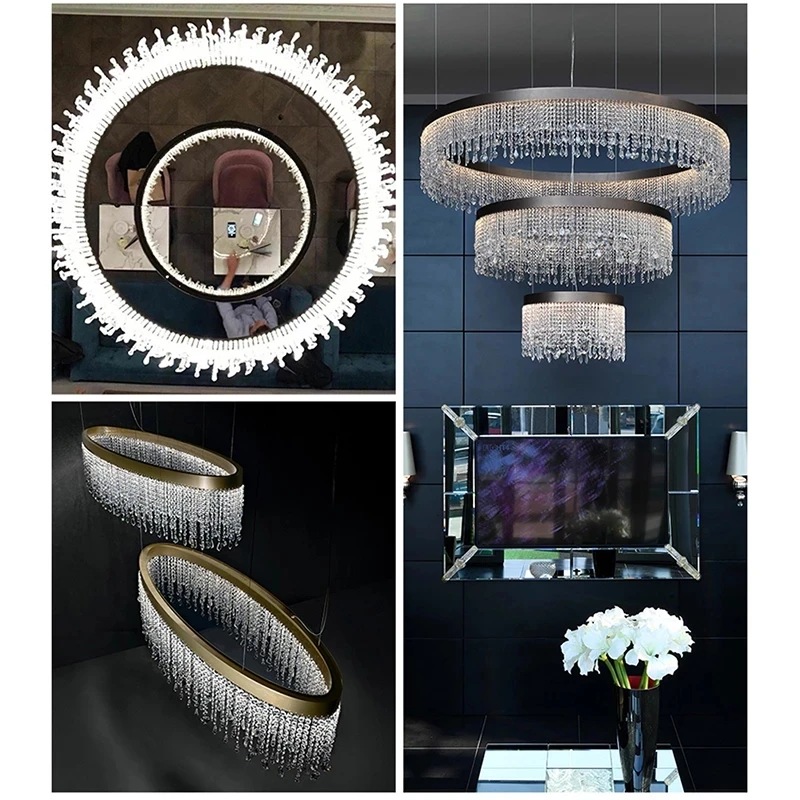 Круглая/Овальная/прямоугольная люстра для гостиной спальни Хрустальная