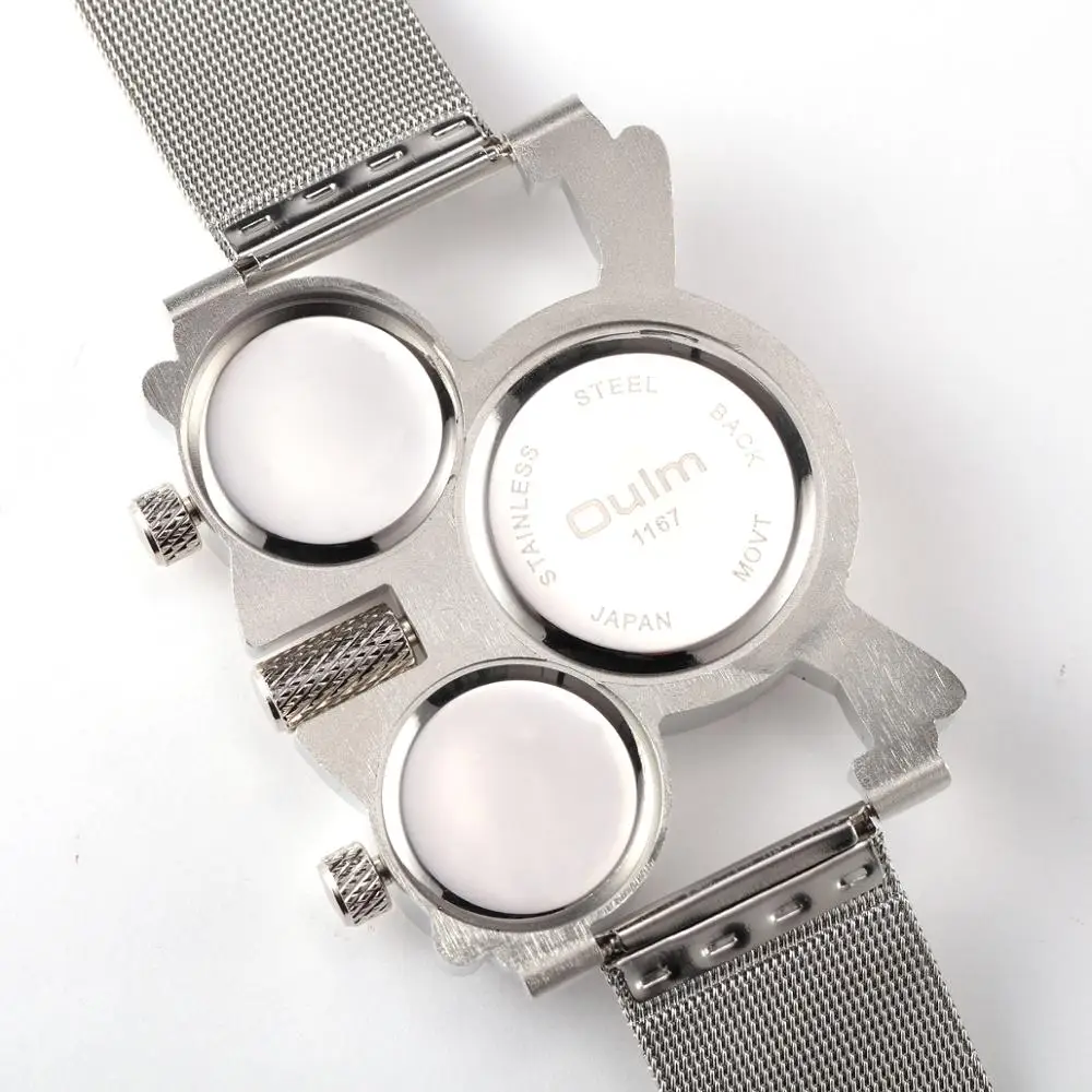 Часы OULM Мужские кварцевые военные наручные с сетчатым ремешком из нержавеющей