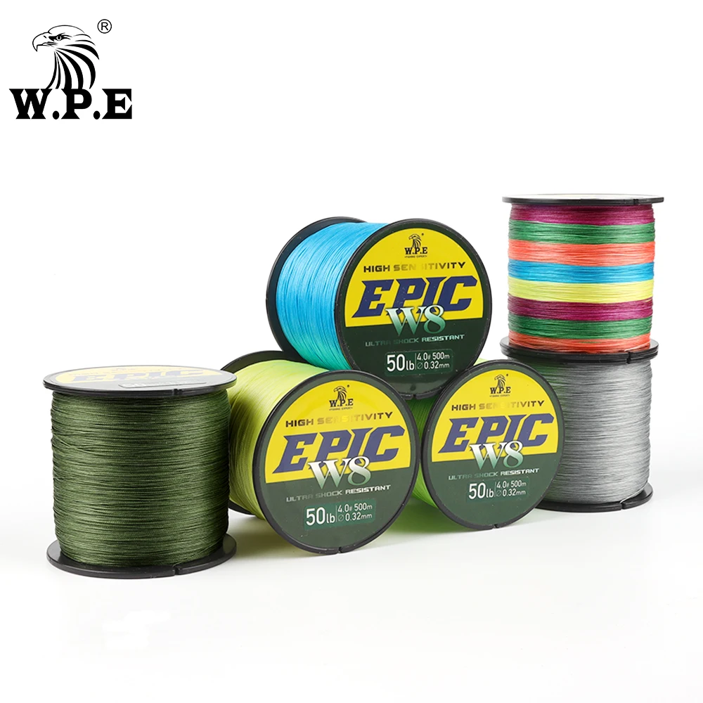 W. P.e EPIC 500M W8 плетеная леска 15 20 30 40 50 80 100LB Ультра гладкая мультифиламентная
