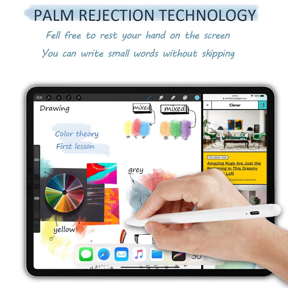 Портативный алюминиевый + POM перезаряжаемый стилус для письма с сенсорным