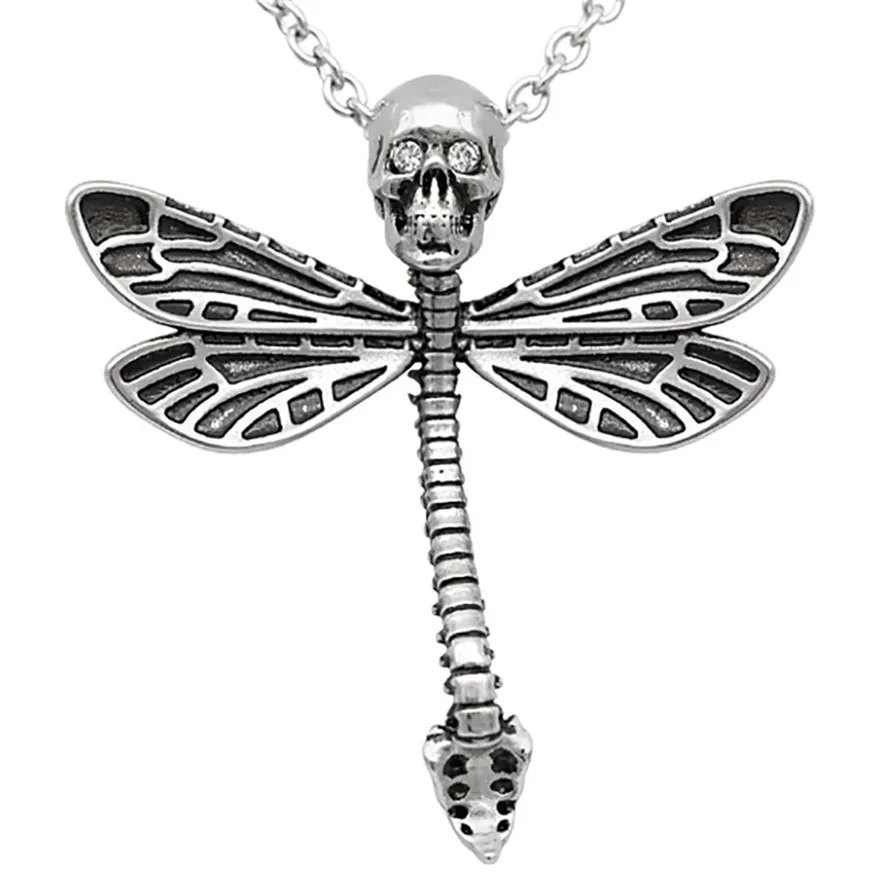 

Fashion Retro Gothic Dragonfly Skull Pendant Men and Women Chain Locomotive Punk Necklace Jewelry Gift Jewelry Wholesale