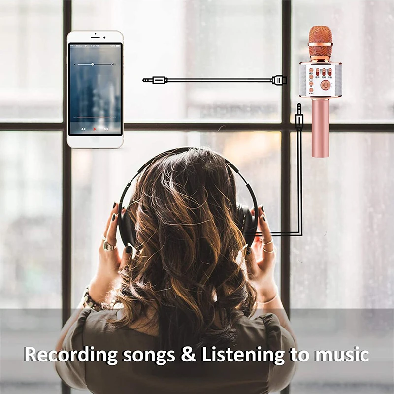 

2021 Wireless Bluetooth Microphone Q37 Portable Bluetooth-compatible For Singing Speaker Home KTV Handheld Microphone for kids