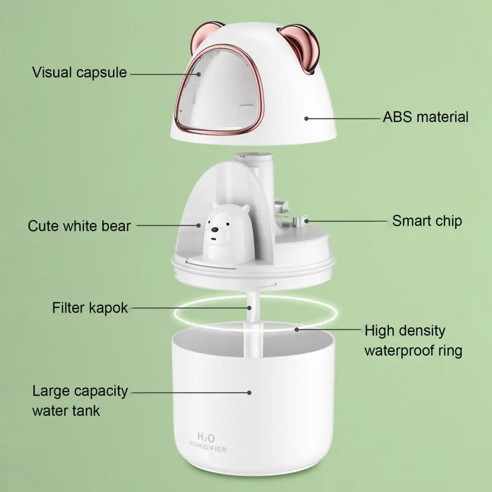 

Large Water Tank ABS Rechargeable Cute Bear Mini Humidifier for Home
