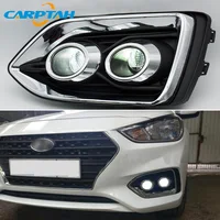 LED Fog Lamp and Cover For Hyundai Solaris Accent 2017 2018 2019 2020 Car DRL Lamp Waterproof ABS 12V LED Daytime Running Light